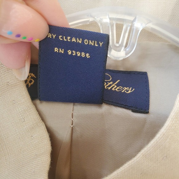 Brooks Brothers Beige 100% Irish Linen Stand Up Collar Single Breasted Blazer 14 - Picture 10 of 11